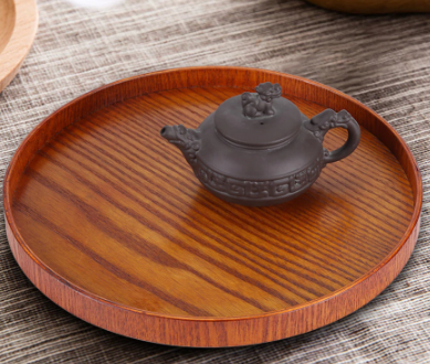 Round Natural Wood Serving Tray